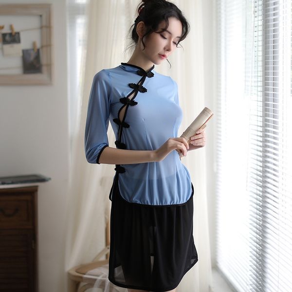 

new style underwear retro republic of china qipao uniform costumes costumes & cosplay role play women's underwear perspective dres, Black