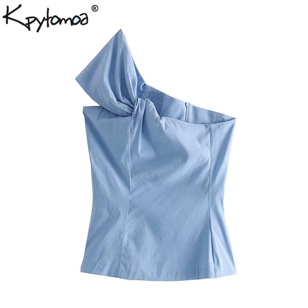 

vintage one shoulder crop women blouses 2019 fashion backless elastic short style chic shirts casual blusas mujer, White