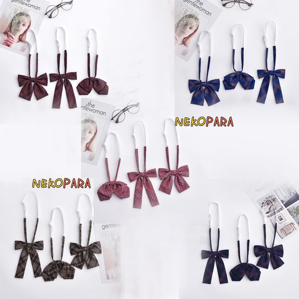 

sweet plaid bow tie cute japanese school girls jk uniform student bowknot classic necktie cosplay 3 types 5 colors, Black;blue