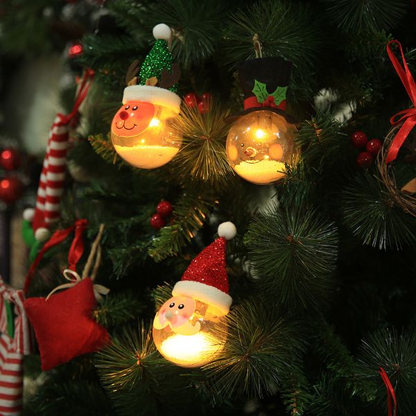 

3pcs christmas transparent led balls light santa elk snowman ornament xmas tree hanging pendant party bauble decoration supplies