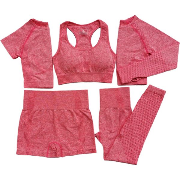 

new colors women vital seamless yoga set fitness short/long sleeve crop running leggings shorts workout clothes gym set, White;red