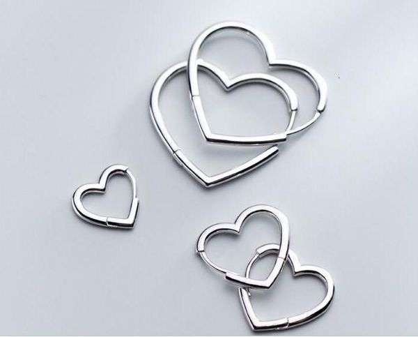 

925 real. sterling silver glossy love heart shape earrings huggie hoop jewelry gtle2830, Golden;silver