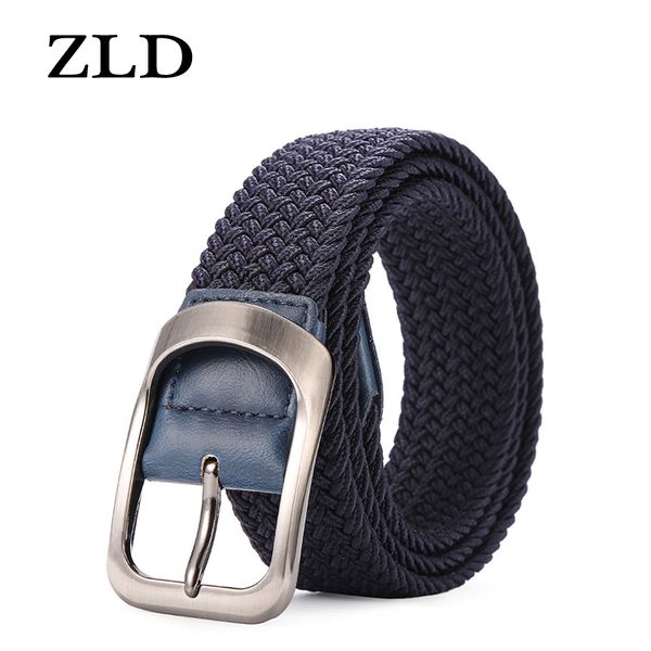 

zld men and women elastic fabric woven casual belt pin buckle expandable braided stretch wild canvas simple and stylish belt, Black;brown