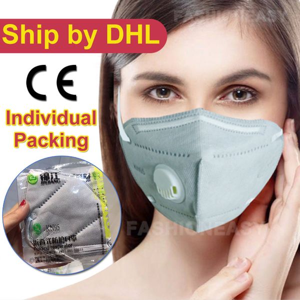 

folding kn95 ffp2 mask anti-dust, flu, smoke respirator face n95 mask protection with self-priming filter with retail package dhl free