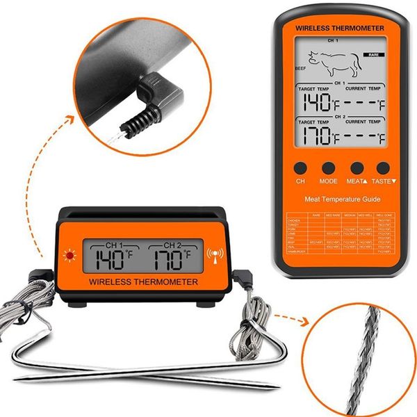 

asypets wireless remote bbq thermometer dual probe digital cooking meat food oven thermometer for grilling smoker bbq -30