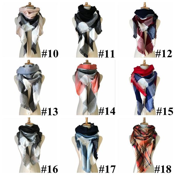 

wholesale-40 colors women plaid scarves grid tassel wrap oversized c winter neckerchief lattice triangle blanket scarf cca11218 10pcs, Blue;gray