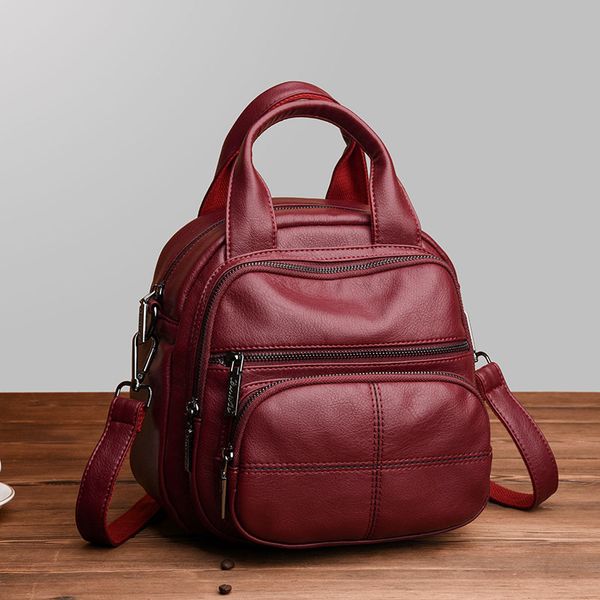 

2020 new women's backpack korean fashion women's backpack multi function pu leather bag multi pocket function