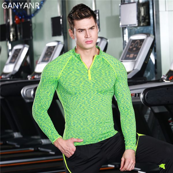 

ganyanr запуск t shirt мужчины с длинным рукавом баскетбол теннис компрессионные спортивная гимнастики колготки топы slim fit тренажерный за