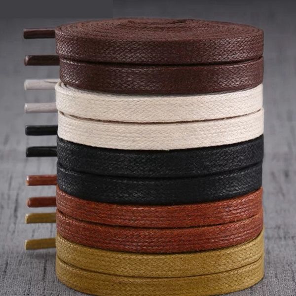 

1 pair waxed flat shoelaces leather waterproof casual shoe laces boots shoelace length 60 80 100 120 140 160 180cm, White;pink