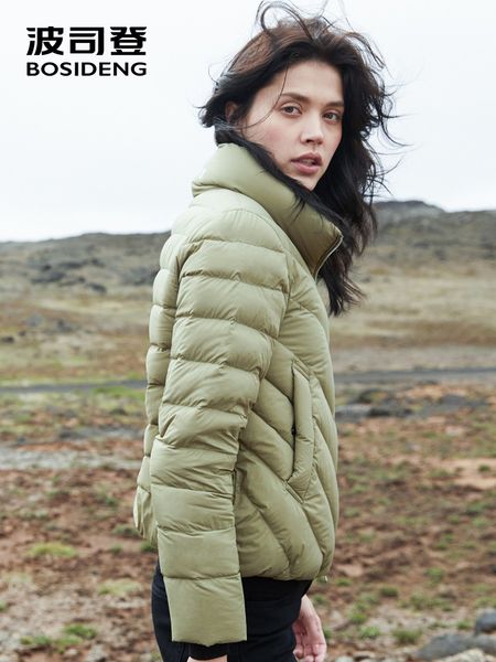 

bosideng winter down jacket women down coat pillow collar short jacket warm soft waterproof b80131024, Black