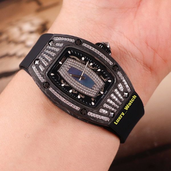 

Лучшие издания RM07-01 Алмазный набор Miyota Автоматические RM 07-01 Lady Watch NTPT углеродного волокна Алмазный чехол резиновый ремешок Дизайнер Женские часы