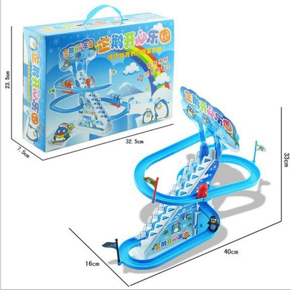 

children toys penguin climb stairs children's classic track toys cartoon penguin climb stairs, electric music track toys