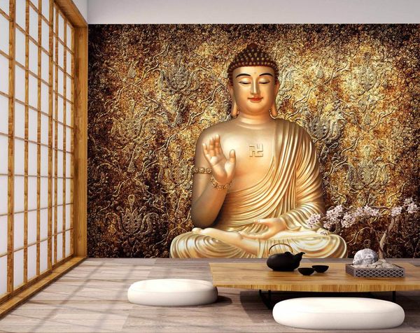 

self-adhesive] 3d golden buddha statue 84765 wall paper mural wall print decal murals
