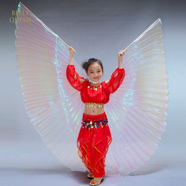 

polyester kids isis wings children belly dancing wings gold silver white (with sticks), Black;red