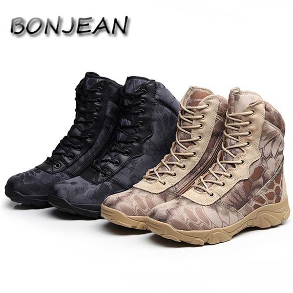 

men tactical boots autumn winter waterproof leather camouflage army boots desert safty work shoes combat ankle