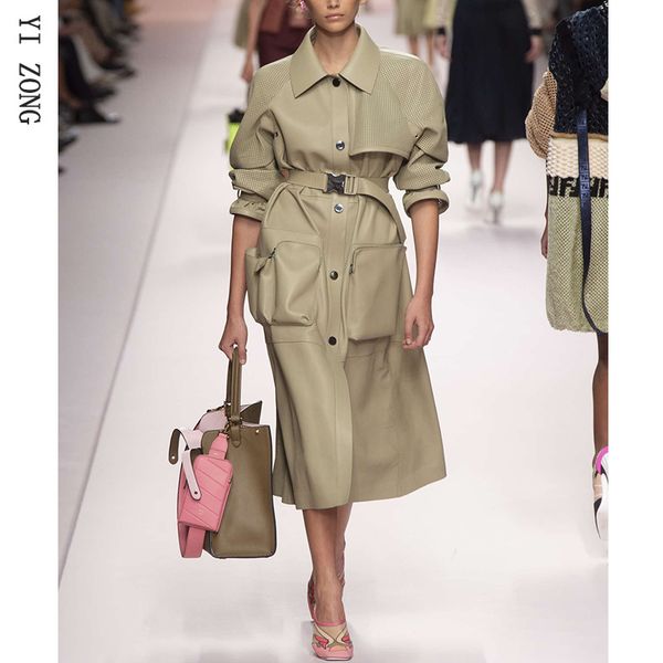 

2019 women fashion clothes pocket overcoat loose trench gothic coat outwear women moda abrigo ropa de mujer vintage runway, Tan;black