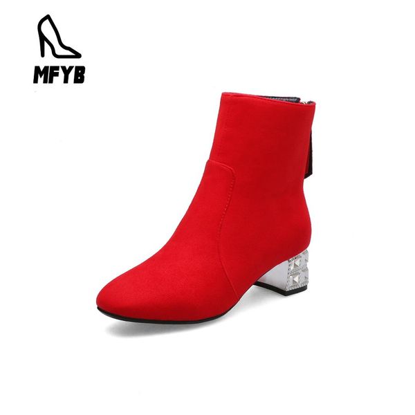 

mfyb women's boots 2019 foreign trade winter new women's shoes simple wild with low tube boots large size 34-42, Black