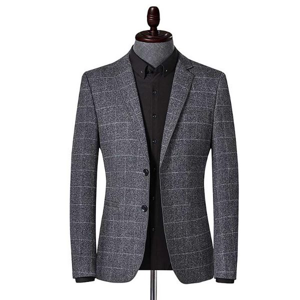 

trendy plaid suit blazer men casual slim blazer jacket korean style office wedding blaxer man clothing, White;black