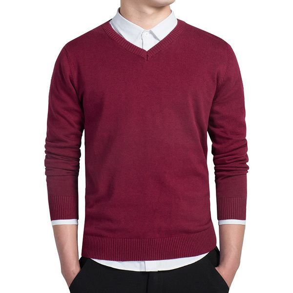 

cotton sweater men's long-sleeved pullover jacket men's v-neck sweater loose solid knitwear autumn and winter section latest, White;black