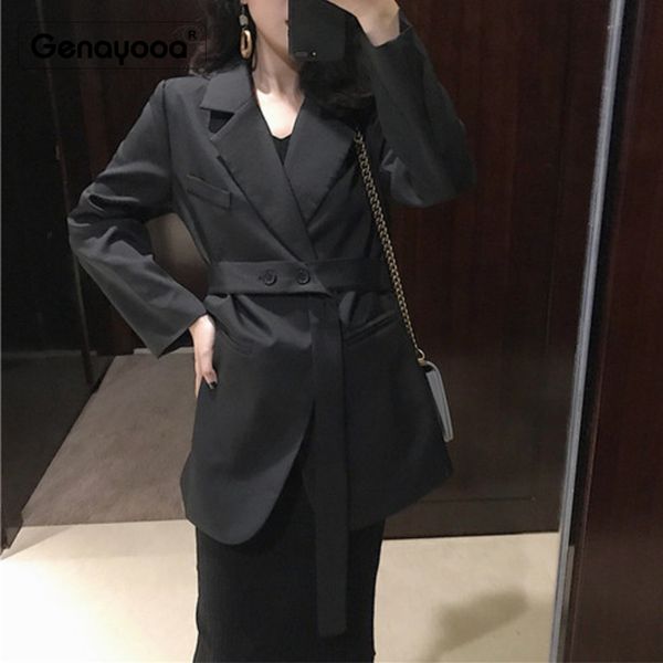 

genayooa official women's jacket long sleeve blazer feminino ellegant casual women blazers and jackets 2019 autumn, White;black