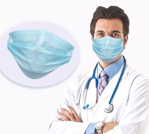 

dhl ship retail 20 pieces mouth face mask er blue 3 ply masks earloop non woven fabric prevent hb8k
