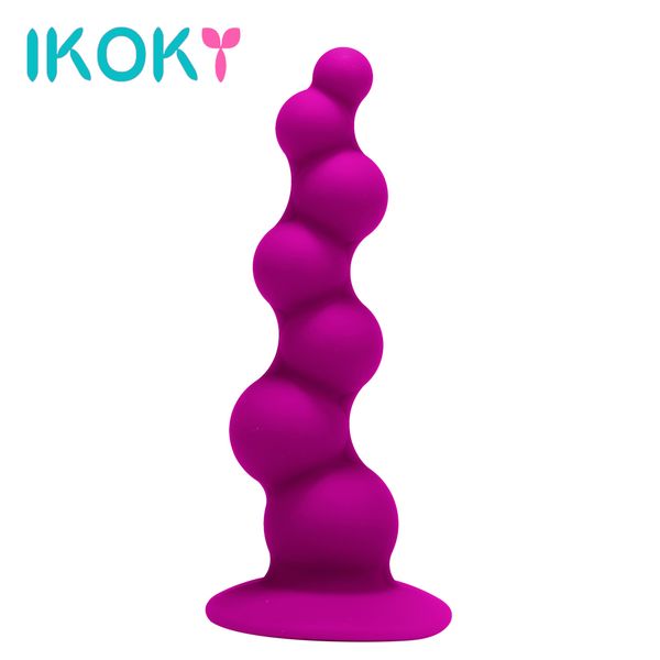 IKOKY Dildo Anal Beads Silicone Large Butt Plug with Suction Cup Adult Products Sex Shop Anal Sex Toys for Women Men Gay