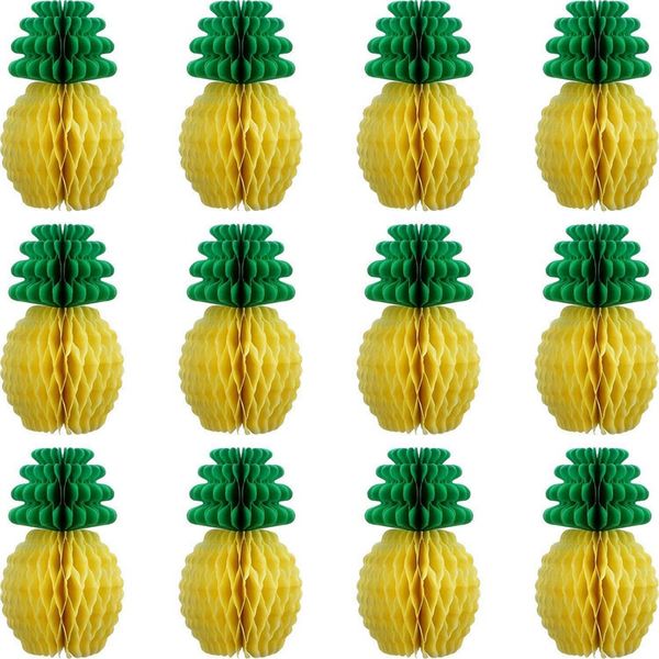 

20 pack pineapple honeycomb centerpieces tissue paper pineapple 8 inch party supplies table hanging decoration hawaiian luau par