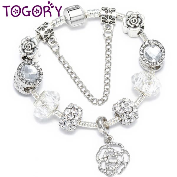 

togory antique silver color браслет браслет серебро с гальваническим покрытием роуз подвесок браслеты для женщин свадьбы vintage ювелирных и, Golden;silver