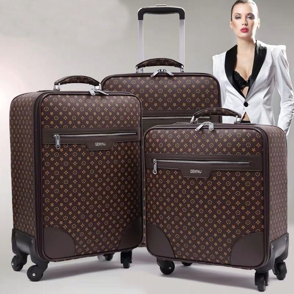 

graspdream классический высокое качество 16/18/20/22/24 дюймов женщины pu прочный бренд мужчины бизнес путешествия чемодан