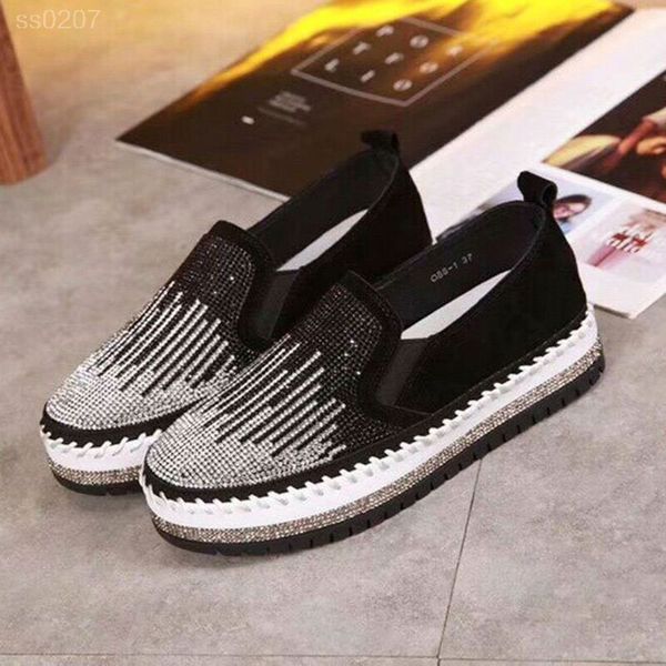 

british style 2019 autumn and winter new genuine one pedal casual lazy shoes female thick bottom muffin sports student board shoes, Black