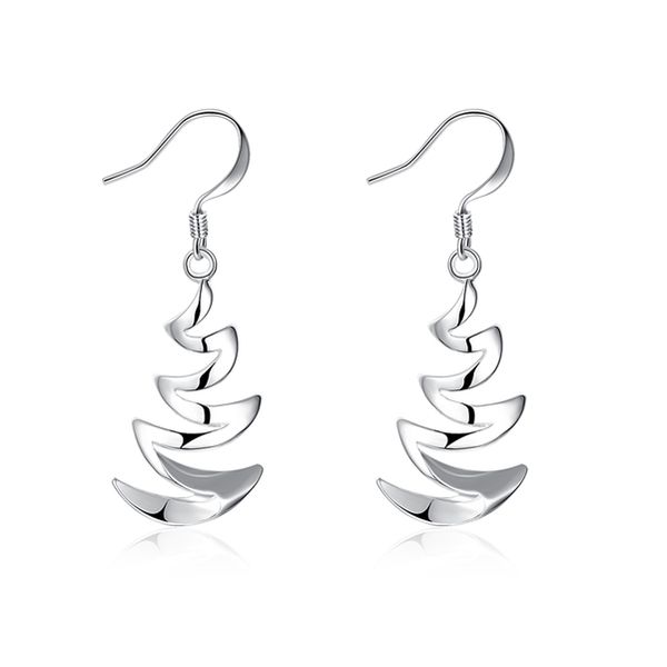 

plated sterling silver crescent bay earrings djse203 size 4.3cm*1.5cm;women's 925 silver plate dangle & chandelier jewelry earring