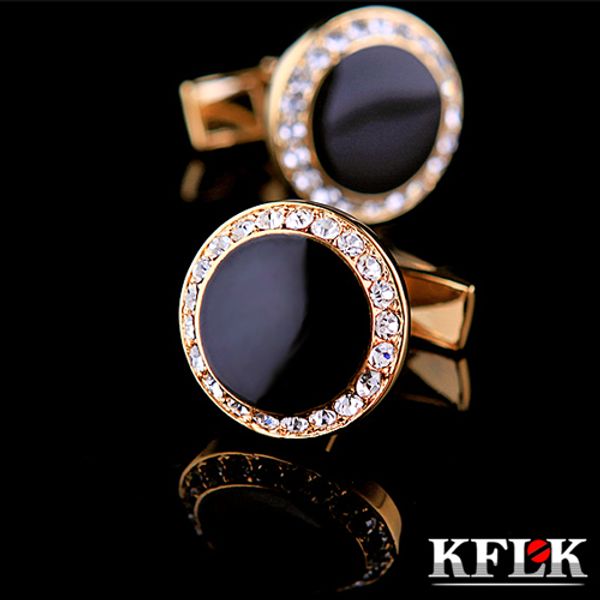 

kflk luxury shirt cufflink for mens brand cuff button crystal cuff link gold gemelos abotoaduras jewelry, Silver;golden