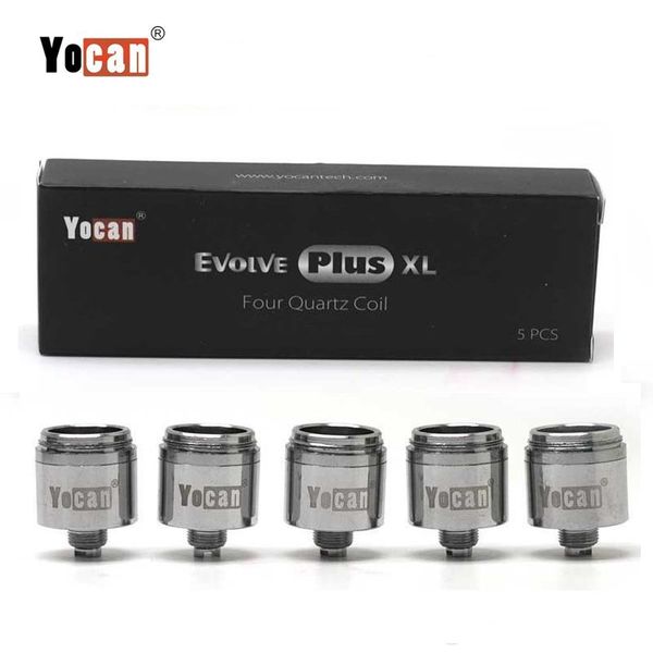 

Original Yocan Evolve Plus XL Coils Four QUAD Quatz Rod Coil Head for Evolve Plus XL Dab Wax Vape Pen Dry Herb Vaporizer Kit DHL