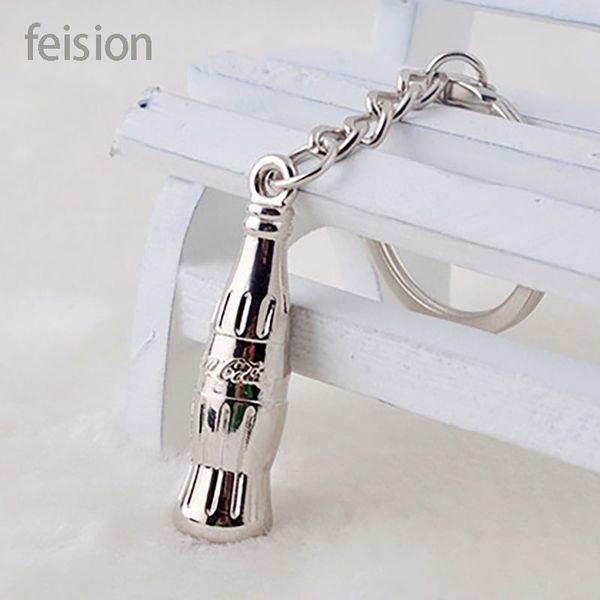 

car keychain high simulation coke bottle keychain mini zinc tail alloy metal silver