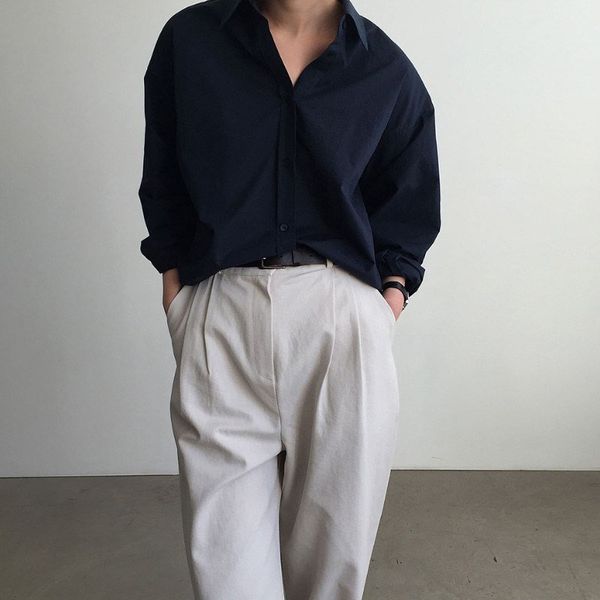 

hzirip solid chic vintage minimalist women office lady loose 2020 sweet fashion stylish women casual shirts, White