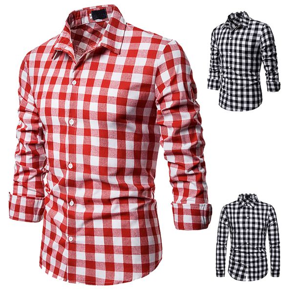 

classical plaid shirt men nice men dress autumn work lattice print male business blouse fashion casual long-sleeved shirts, White;black