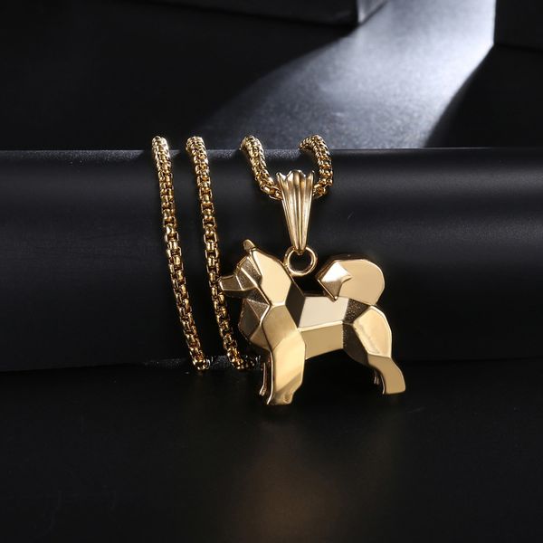 

wholesales jewelry 18k gold plated stainless steel dog pendant necklace for men chain long necklaces women gifts jewelries 1pz, Silver