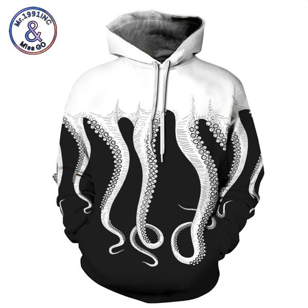 

mr.1991inc space galaxy 3d sweatshirts men/women hoodies with hat print ocs tentacles thin hooded hoody, Black