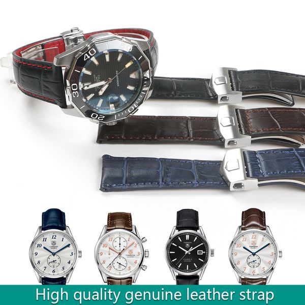 

19 мм 20 мм 22 мм натуральная телячья кожа смотреть Band для TAG Heuer часы ремешок ремешок для часов человек мода браслет синий черный коричневый