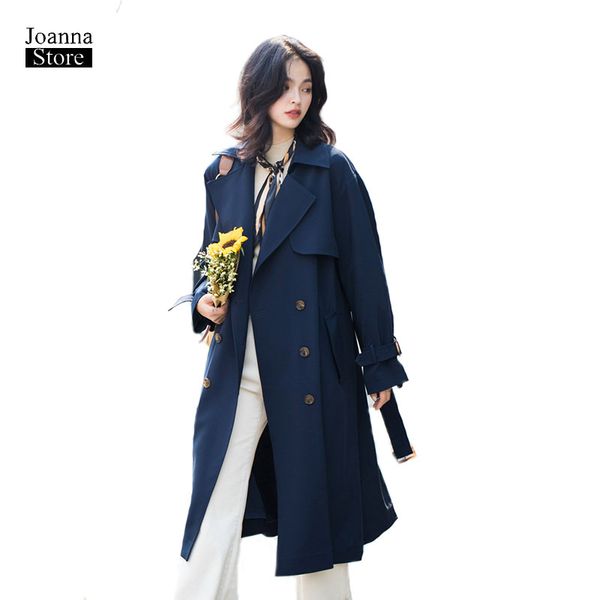 

luxury trench coat for women long plus size coats vintage elegant double breasted windbreaker spring autumn fashion clothes, Tan;black
