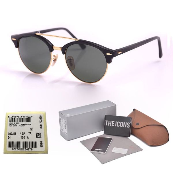 

Brand designer Clubround Double Bridge Style uv400 glass lens Sunglasses women men Vintage Sun Glasses Oculos De Sol with cases and box