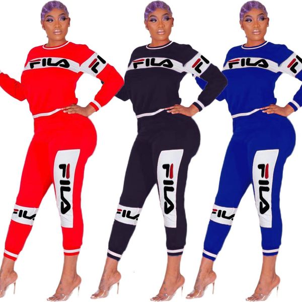 

women brand 2 piece set fall winter running gym t-shirt pants tracksuit sportswear hoodies leggings outfits 9115