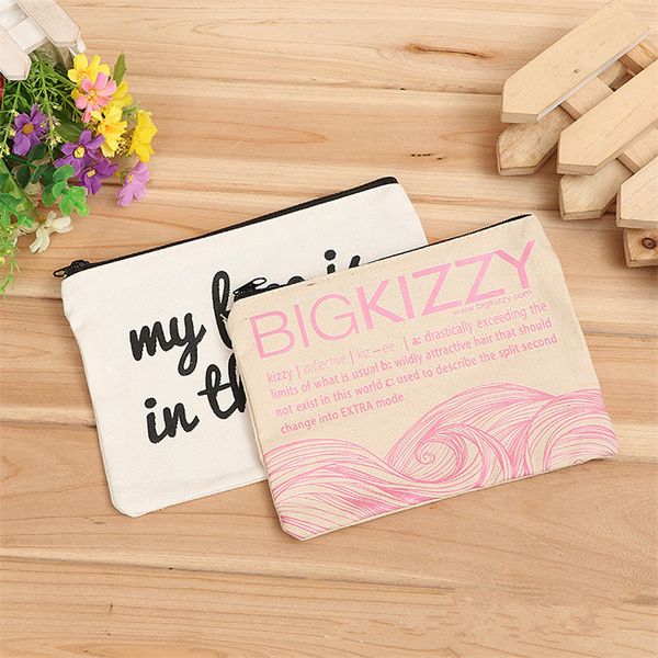 

Blank canva zipper pencil ca e pen pouche cotton co metic bag makeup bag mobile phone clutch bag cu tom logo