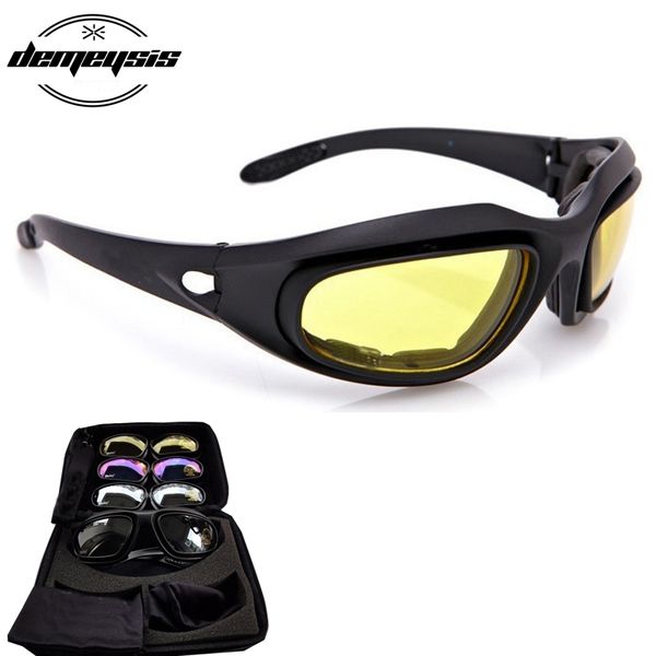 

desert 4 lenses army goggles outdoor uv protect sports hunting sunglasses hiking tactical glasses