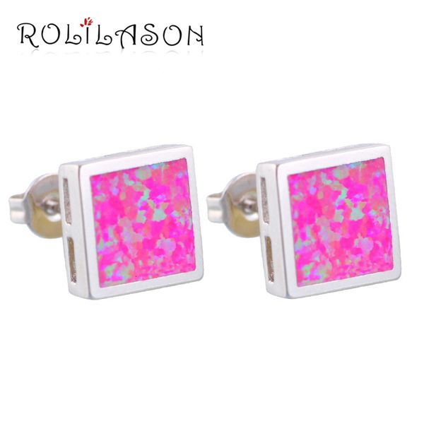 

new wholesale & retail fashion jewelry violet fire opal silver stamped stud earrings oe124 party birthday gift, Golden;silver