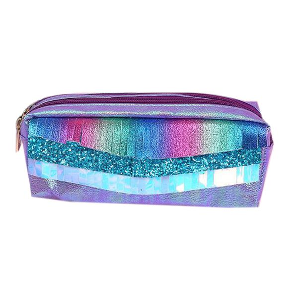 

1 pcs novelty glitter scale tassel pu pencil case double zipper large capacity pencil bags cosmetic bag stationery gifts