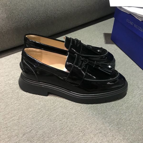 

luxury design gorgeous pearl shoes pearl patent leather loafers single shoes thickened black burgundy women's shoes size 35-40