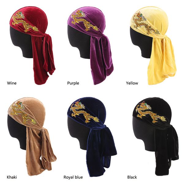 

Новый Унисекс мужская Китай дракон рисунок Durags Банданы Головные Уборы Мужчины DuRa
