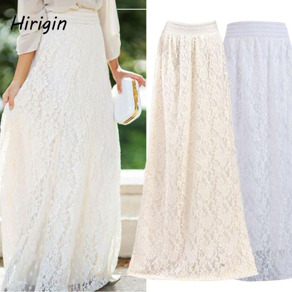 

новая мода женщины высокая талия пляжная юбка эластичный двойной кружевной слой шифон макси 2020 повседневная длинная юбка летний пляжный са, Black