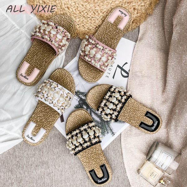 

all yixie2019 summer new women's shoes sandals and slippers fashion wild sandals and slippers casual beach beach women's slipper, Black